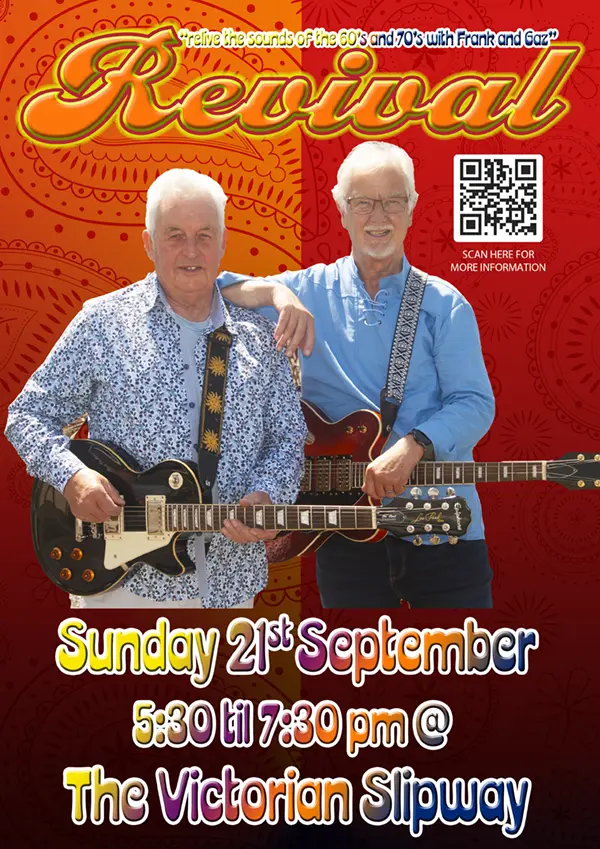 Revival gig on 21st September 2025 at The Victorian Slipway, Tywyn